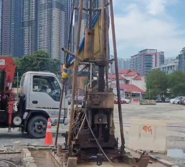 Borehole Drilling for Soil Investigation at construction site