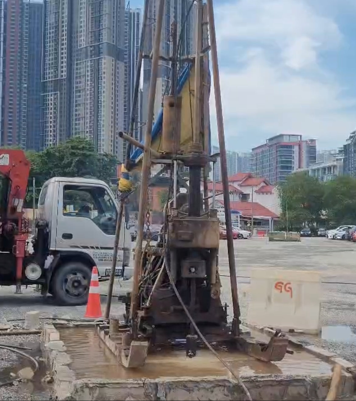 Borehole Drilling for Soil Investigation at construction site